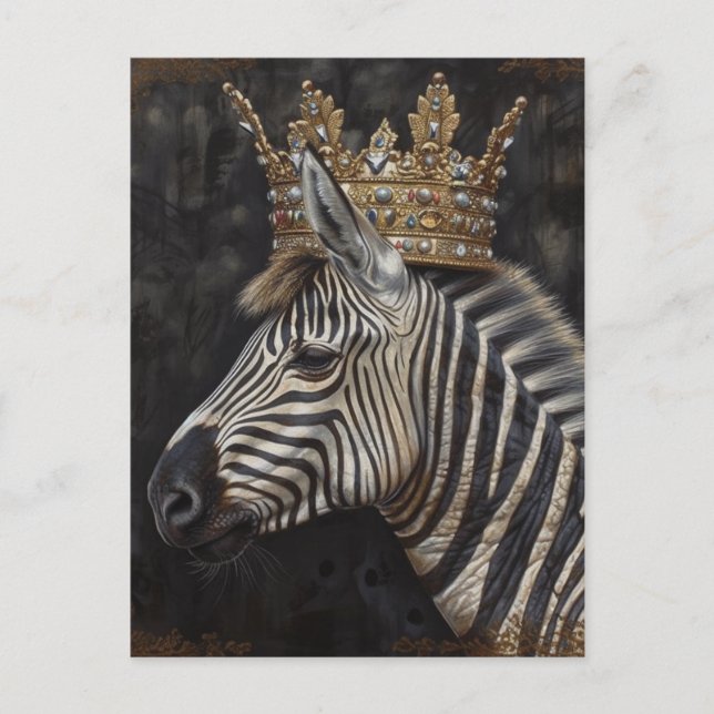 Cartão Postal Zebra Adorável numa Coroa (Frente)