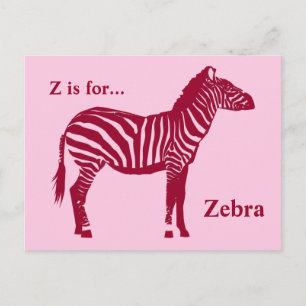 Cartão Postal Zebra - Borgonha e Rosa