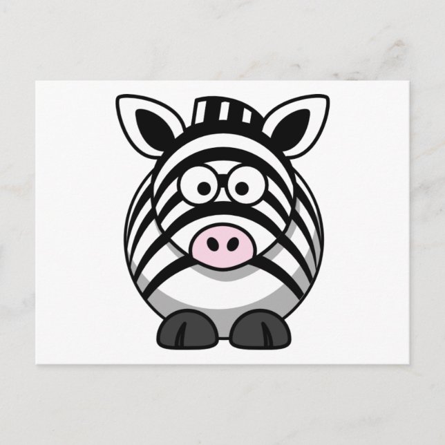 Cartão Postal Zebra Cartoon Bonito (Frente)
