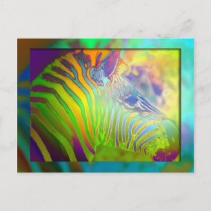 Cartão Postal zebra colorida