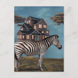 Cartão Postal Zebra com House