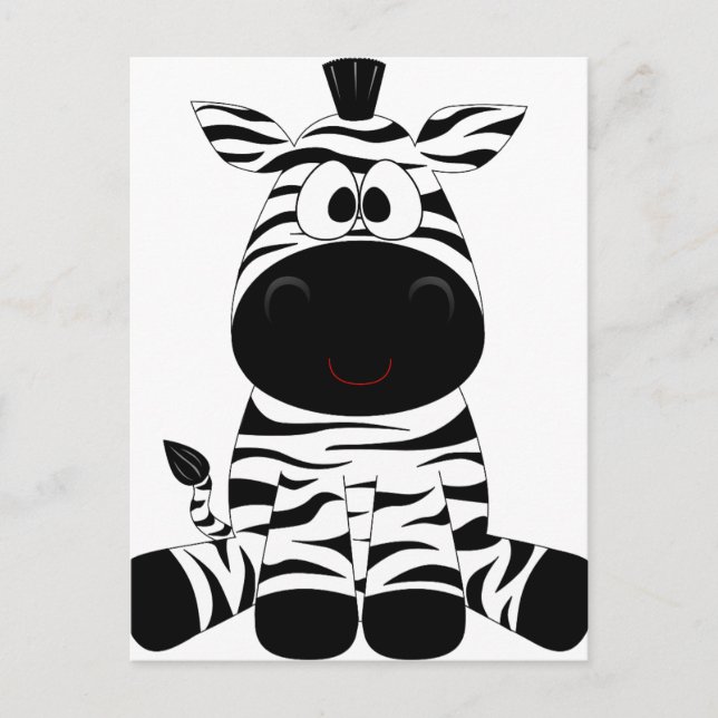 Cartão Postal Zebra Cute Animal Stripes Selva Safari Whimsical (Frente)