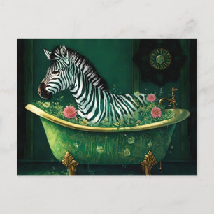 Cartão Postal Zebra divertida numa Banheira
