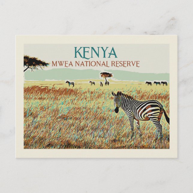 Cartão Postal Zebra do Quênia, Reserva Nacional de Mwea (Frente)