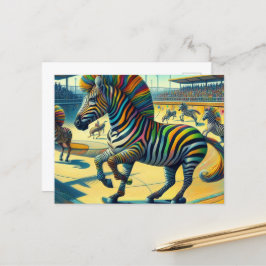 Cartão Postal Zebra Engraçada com Skateboard Extra