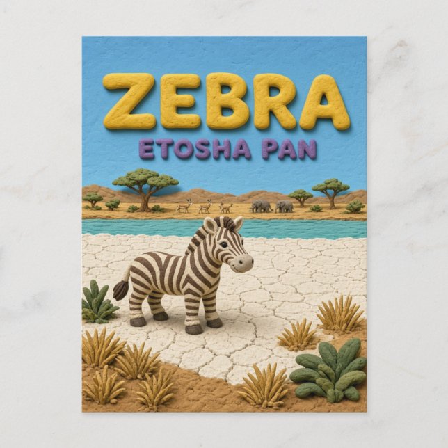 Cartão Postal Zebra Etosha Pan Moderno KlayKoo (Frente)