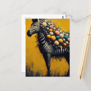 Cartão Postal Zebra floral
