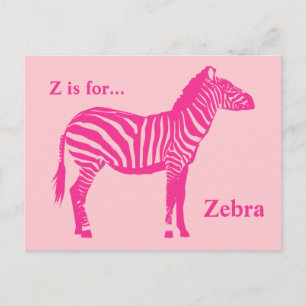Cartão Postal Zebra - Fuchsia e rosas claro