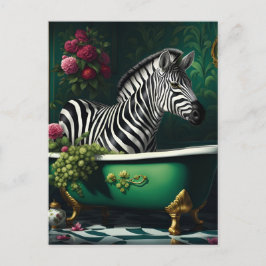 Cartão Postal Zebra numa Banheira