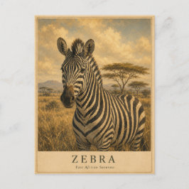 Cartão Postal Zebra Savana da África Oriental VINTAGE