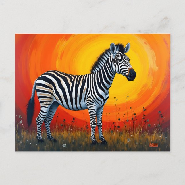 Cartão Postal Zebra Sob um Sol Brilhante (Frente)