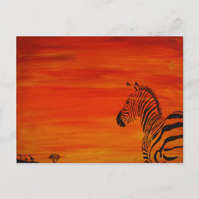 Cartão Postal Zebra Sunset (Frente)