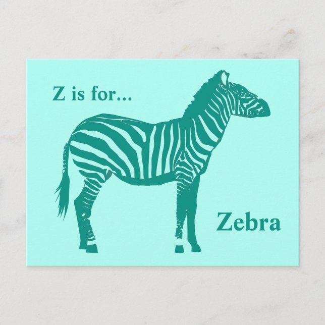 Cartão Postal Zebra - Turquesa e Aqua (Frente)