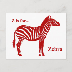 Cartão Postal Zebra - Vermelho profundo e branco