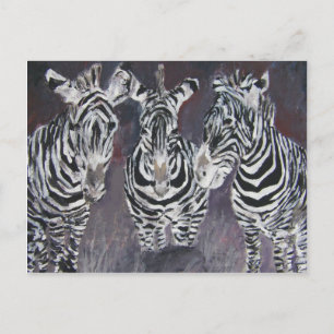 Cartão Postal zebra zoo animais selvagens presentes em pintura