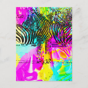 Cartão Postal Zebras Coloridas