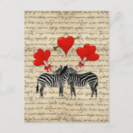 Cartão Postal zebras de safra e coração