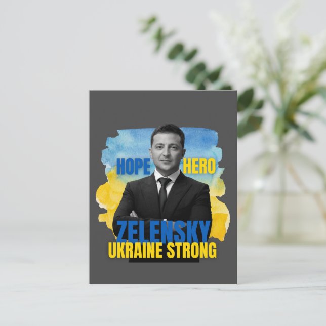 Cartão Postal Zelensky Hope Hero Ukraine Strong  (Em pé/Frente)