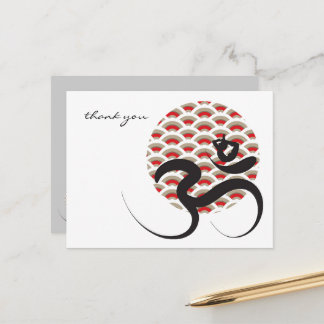 Cartão Postal Zen Asian Red Sun Yoga Moderna Caligrafia Om Aum