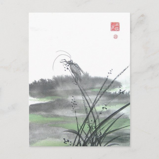 Cartão Postal Zen Insett on Grass (Frente)