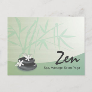 Cartão Postal ZEN Stone Bamboo YOGA SPA Massagem Terapêutica Sal