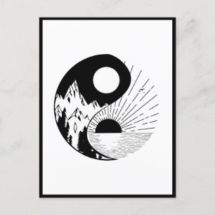 Cartão Postal Zen Yin Yang Black White