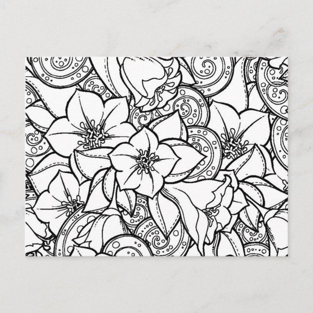 Cartão Postal Zendoodle de Flores (Frente)