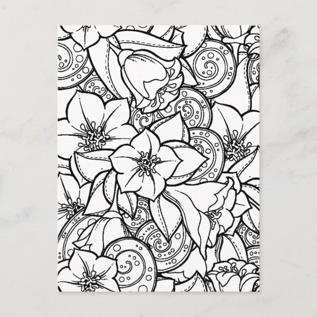 Cartão Postal Zendoodle de Flores (Frente)