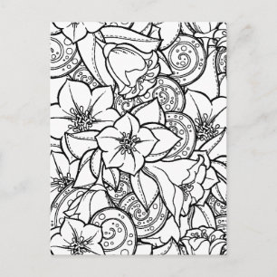 Cartão Postal Zendoodle de Flores