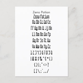 Cartão Postal Zeno Potion - Folha de Amostragem de Fonte Zazzle