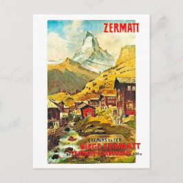 Cartão Postal Zermat, pico de montanha, Suiça, vinheta de verão