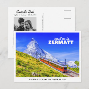 Cartão Postal Zermatt Casamento Salvar a Data Suíça Retro
