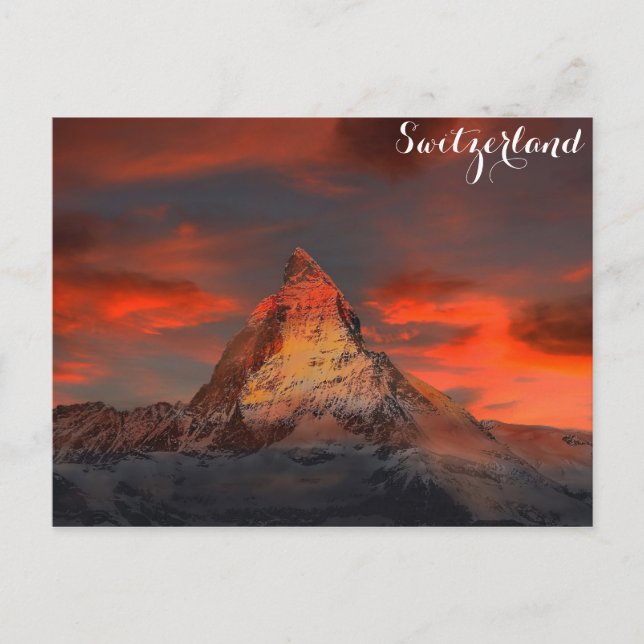 Cartão Postal Zermatt Matterhorn Suiça Suiça Alps Sunset (Frente)