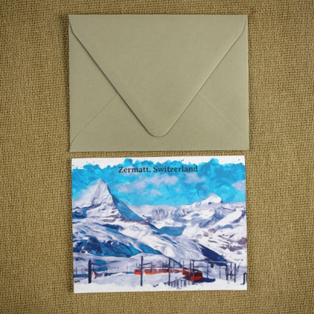 Cartão Postal Zermatt Suiça Suiça Alps Winter Scenery (colorful zermatt switzerland winter postcard)