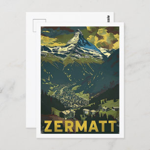 Cartão Postal Zermatt Suiça Vintage