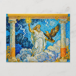 Cartão Postal Zeus com Águia e Relâmpago no Portão do Templo Ent