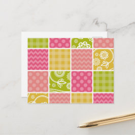 Cartão Postal Zigzag, Chevron, Bolinhas, Gingham, Patchwork