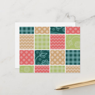Cartão Postal Zigzag, Chevron, Xadrez, Bolinhas, Patchwork