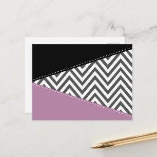Cartão Postal Zigzag Cinza, Chevron Cinza, Padrão Zigzag, Roxo
