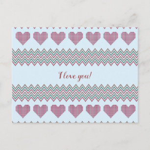 Cartão Postal Zigzag Hearts