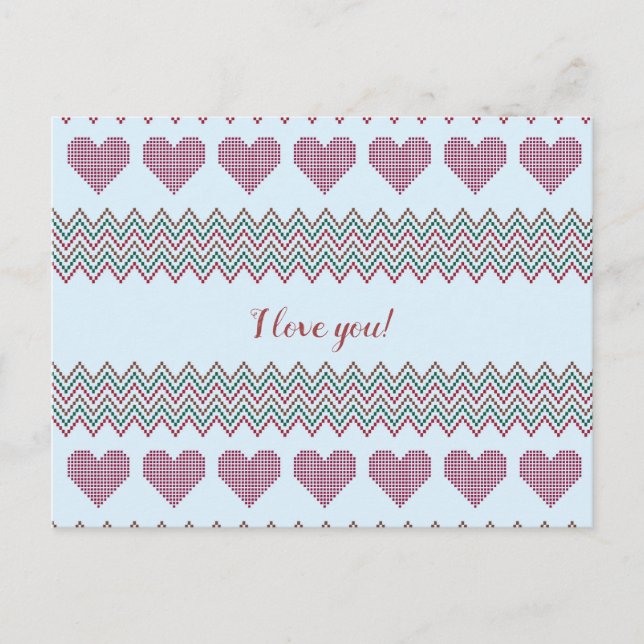 Cartão Postal Zigzag Hearts (Frente)