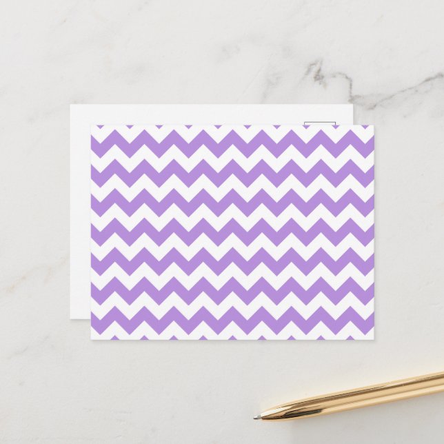Cartão Postal Zigzag Roxo, Chevron Roxo, Padrão Geométrico (Frente/Verso In Situ)