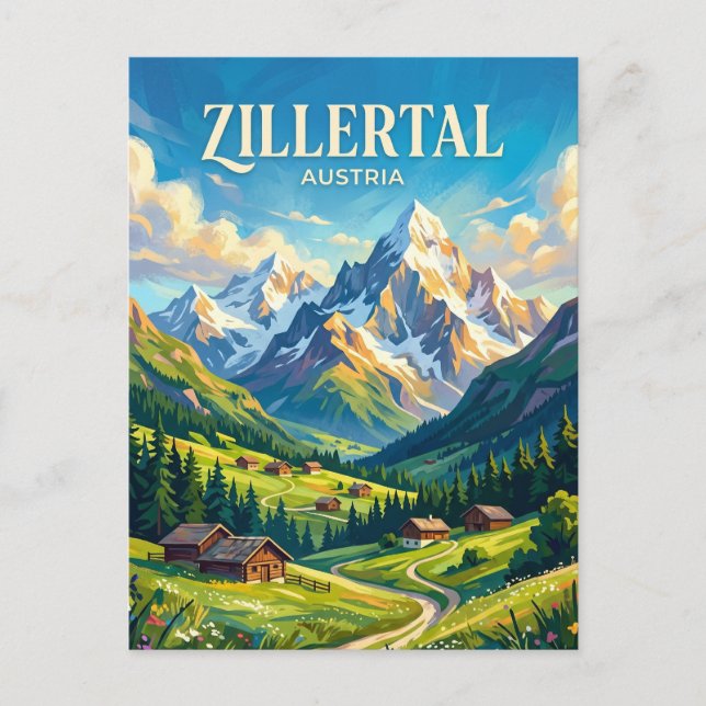 Cartão Postal Zillertal Áustria (Frente)