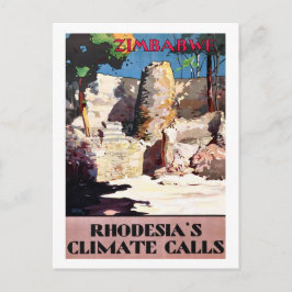 Cartão Postal Zimbábue, apelos do clima da Rodésia, vintage, via