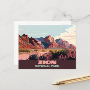 Cartão Postal Zion National Park Montanhas Utah Vintage
