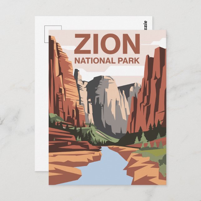 Cartão Postal Zion National Park Viagem Art (Frente/Verso)
