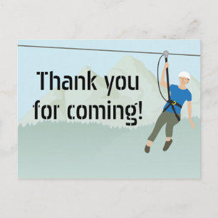 Cartão Postal Zip Line Lining Aniversário Obrigado