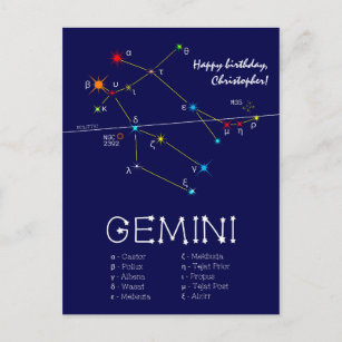 Cartão Postal Zodiac Constelação Gemini