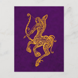 Cartão Postal Zodiac Intricate Yellow Sagittarius