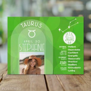 Cartão Postal Zodíaco Touro Foto Personalizada de Aniversário As